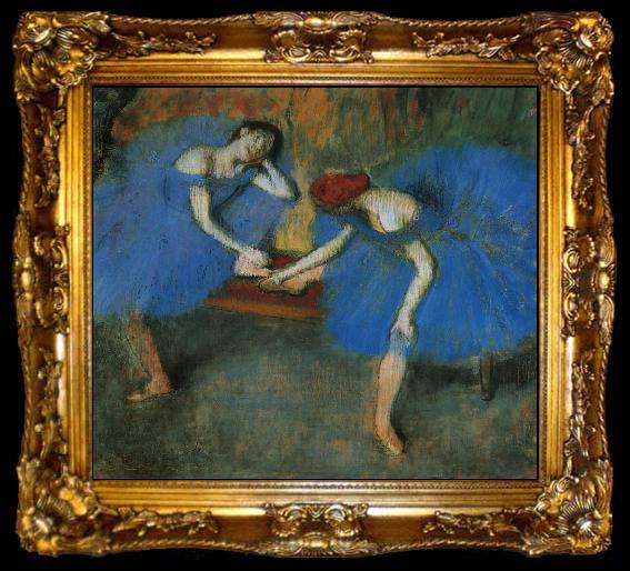framed  Edgar Degas Two Dancers in Blue, ta009-2